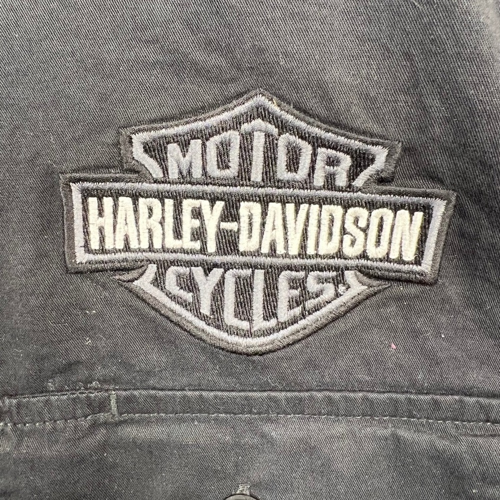 Harley-Davidson Button Up Shirt Mens 2XL Black Long Sleeve Embroidered Logo - Picture 4 of 11